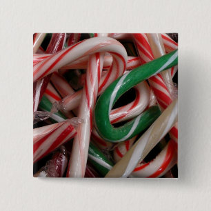 Candy Canes Weihnachtsfeiertag Weiß Grün und Rot Button