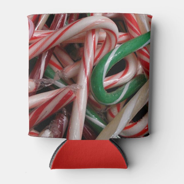 Candy Canes Weihnachtsfeiertag Weiß Grün und Rot Dosenkühler (Vorderseite)