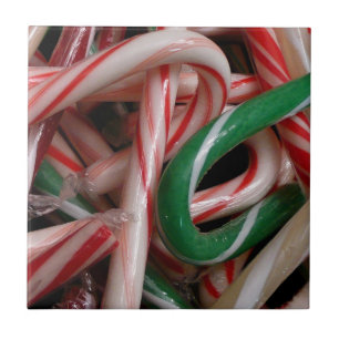 Candy Canes Weihnachtsfeiertag Weiß Grün und Rot Fliese
