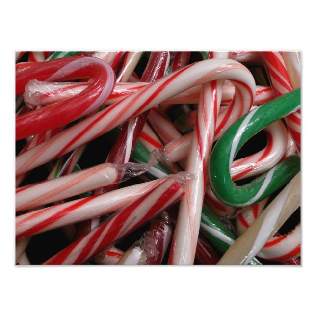 Candy Canes Weihnachtsfeiertag Weiß Grün und Rot Fotodruck (Vorne)