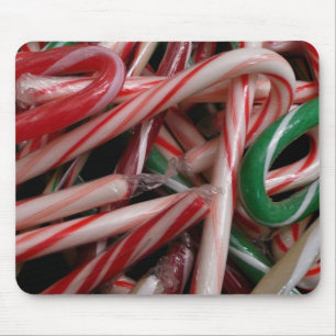 Candy Canes Weihnachtsfeiertag Weiß Grün und Rot Mousepad