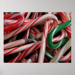 Candy Canes Weihnachtsfeiertag Weiß Grün und Rot Poster