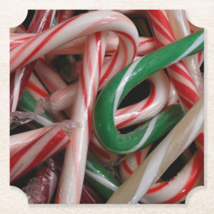 Candy Canes Weihnachtsfeiertag Weiß Grün und Rot Untersetzer