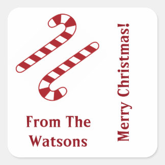 Candy Canes Weihnachtskleber Quadratischer Aufkleber