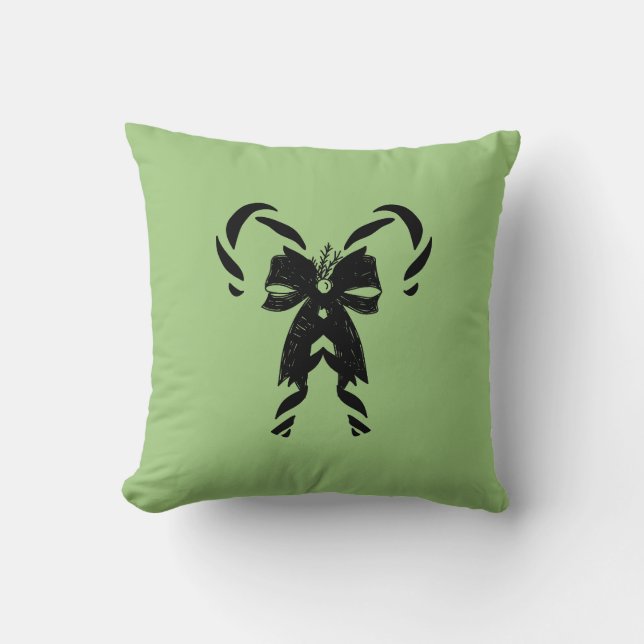 Candy Canes with Pine Needles & Bow Kissen (Vorderseite)