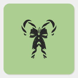 Candy Canes with Pine Needles & Bow Quadratischer Aufkleber