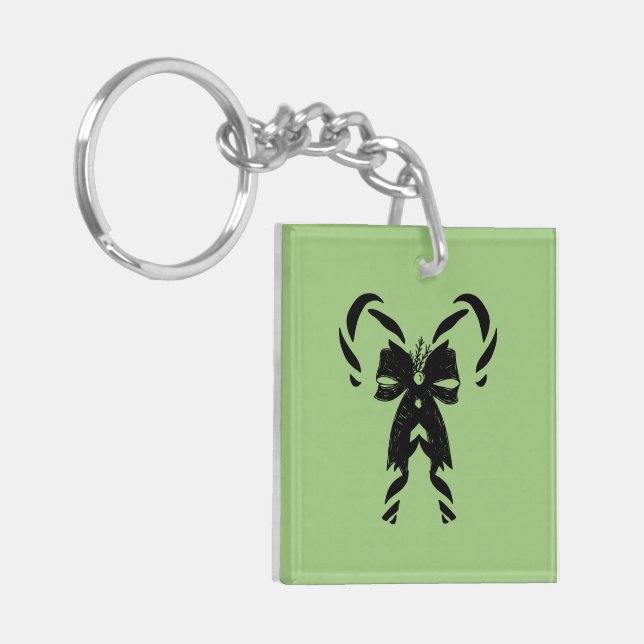 Candy Canes with Pine Needles & Bow Schlüsselanhänger (Vorderseite links)