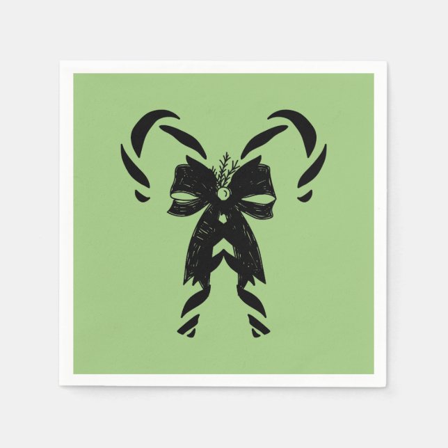 Candy Canes with Pine Needles & Bow Serviette (Vorderseite)