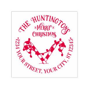 Candy Canes Xmas Lights Familie Name Ret Adresse Permastempel