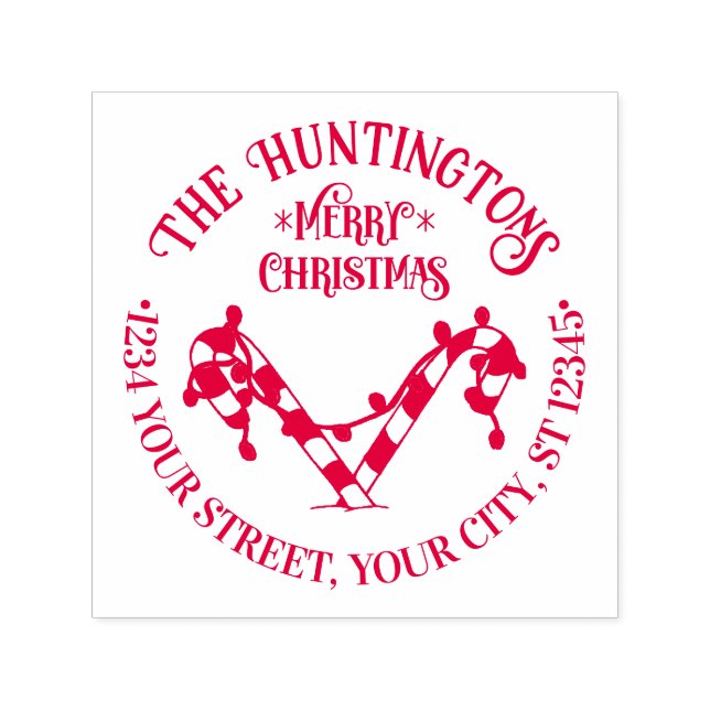 Candy Canes Xmas Lights Familie Name Ret Adresse Permastempel (Design)