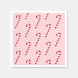 Candy Canon rote weiße Streifen auf rosa Wasserfar Serviette