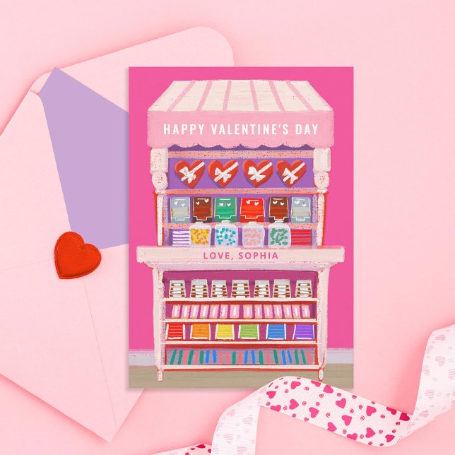 Candy Cart Illustriert Valentine Foto Einladung (Von Creator hochgeladen)