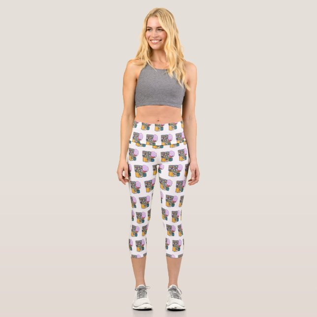 Candy Cartoon Illustration Capri Leggings (Vorderseite)