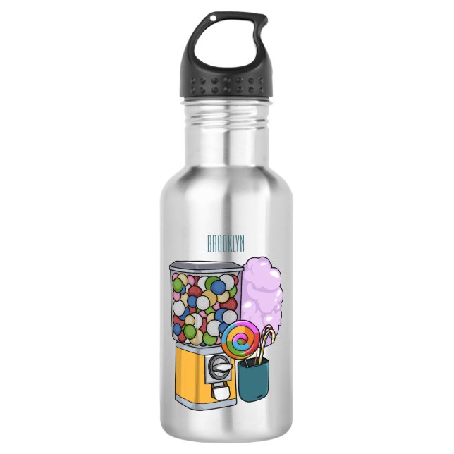 Candy Cartoon Illustration Edelstahlflasche (Vorderseite)