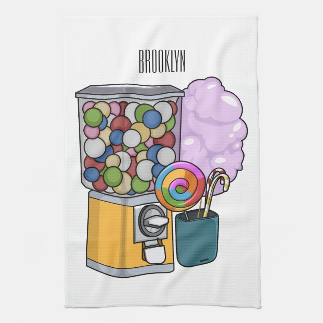 Candy Cartoon Illustration Geschirrtuch (Vertikal)