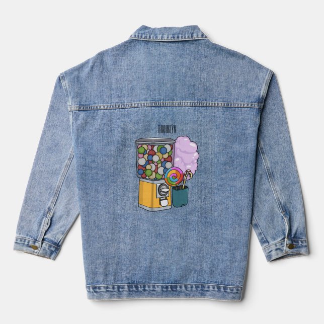 Candy Cartoon Illustration Jeansjacke (Rückseite)