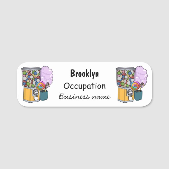 Candy Cartoon Illustration Namensschild (Vorderseite)