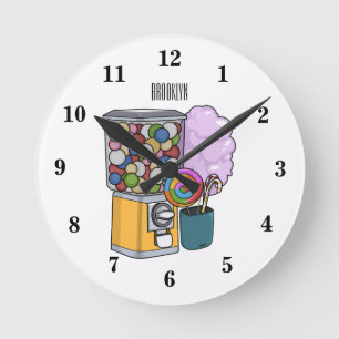 Candy Cartoon Illustration Runde Wanduhr