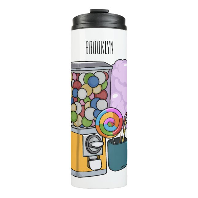 Candy Cartoon Illustration Thermosbecher (Vorderseite)