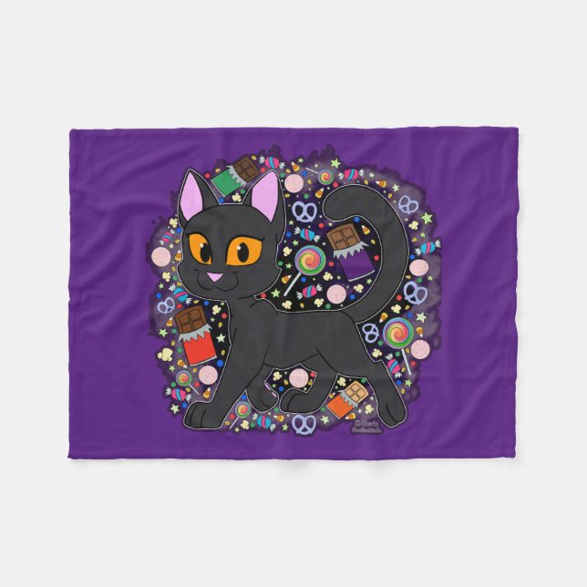 Candy Cat Fleecedecke (Vorderseite (Horizontal))