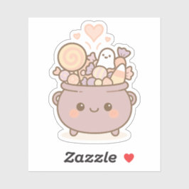 Candy Cauldron mit Niedlichem Lächeln Aufkleber