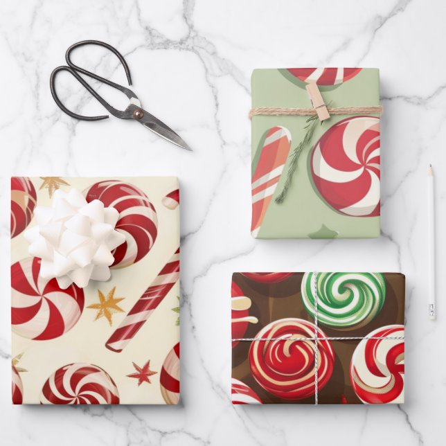 Candy Christmas Sweet Holiday Geschenkpapier Set (Vorderseite)