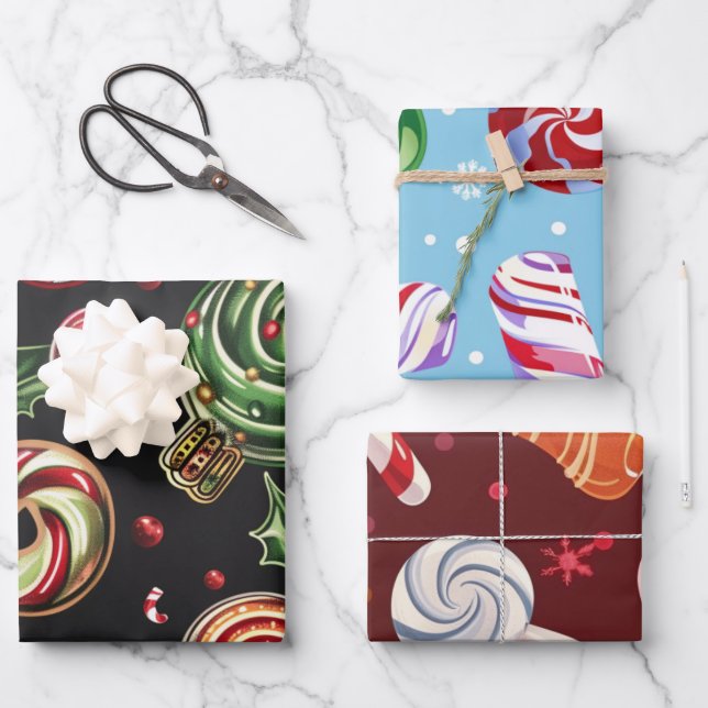 Candy Christmas Sweet Holiday Geschenkpapier Set (Vorderseite)