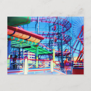 Candy Colored Vintag Rollercoaster Postkarte