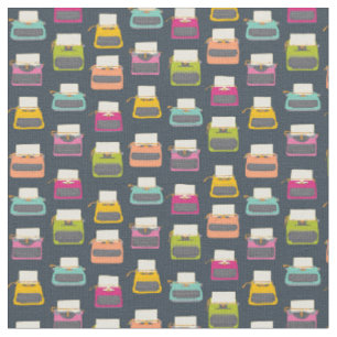 Candy Colored Vintage Schreibmaschinen Gemustert Stoff