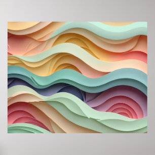 Candy Colored Wavy Stripes Poster