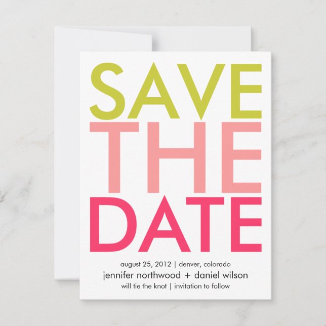 Candy Colors Green & Pink Save the Date (Vorderseite)