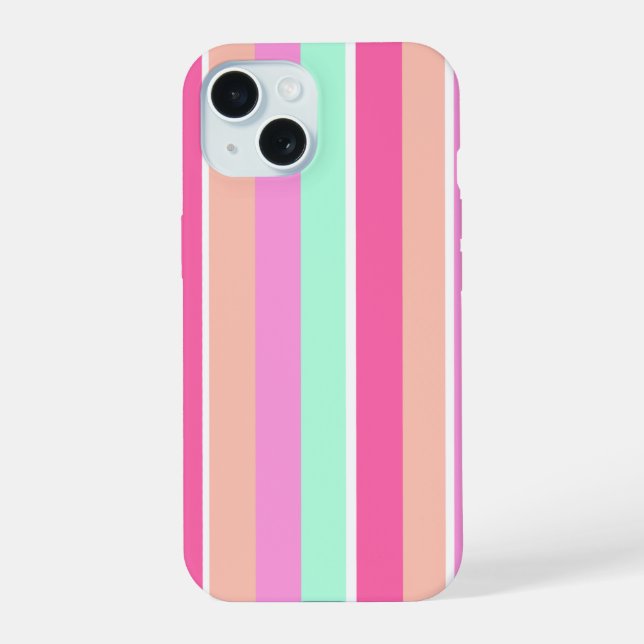 Candy Colors Stripes iPhone 15 Hülle (Rückseite)