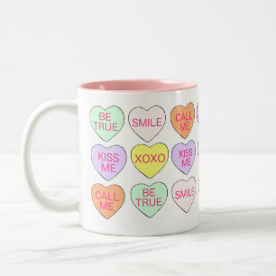 Candy Conversation Heart Valentine's Day Pink Lieb Zweifarbige Tasse