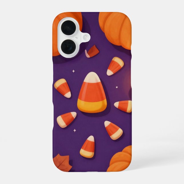 Candy Corn and Pumpkins Halloween Case iPhone 16 Hülle (Rückseite)