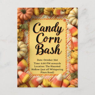 Candy Corn Bash Halloween-Party Einladungspostkarte