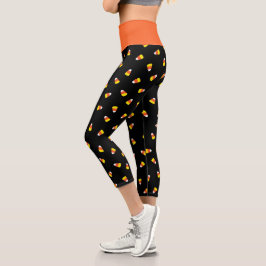 Candy Corn Black Printing Legging Capris