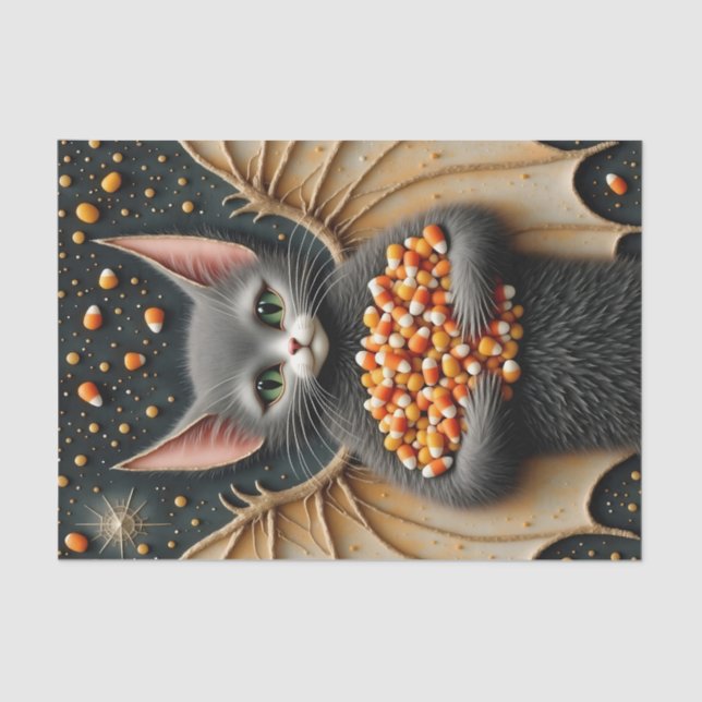 Candy Corn Cat Bat Decoupage Seidenpapier (Vorderseite)