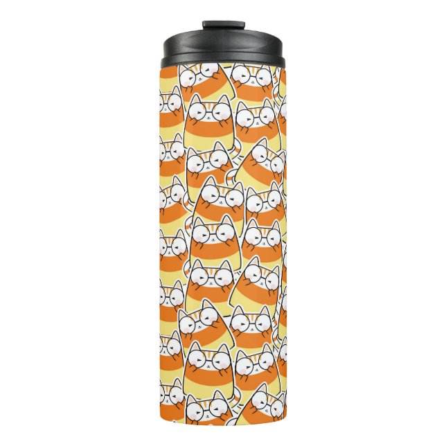 Candy Corn Cat Pattern Thermosbecher (Vorderseite)