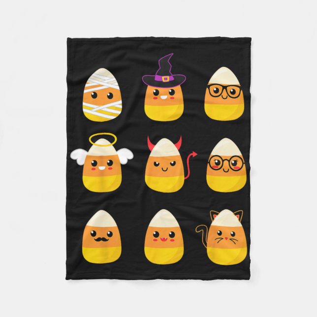 Candy Corn Costume Characters - Niedlich Halloween Fleecedecke (Vorderseite)