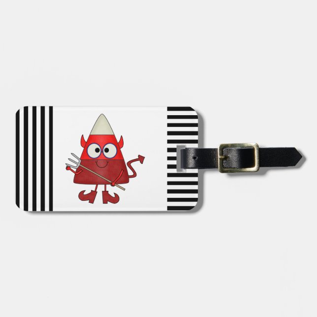 Candy Corn Devil Halloween Gepäckanhänger (Vorderseite horizontal)