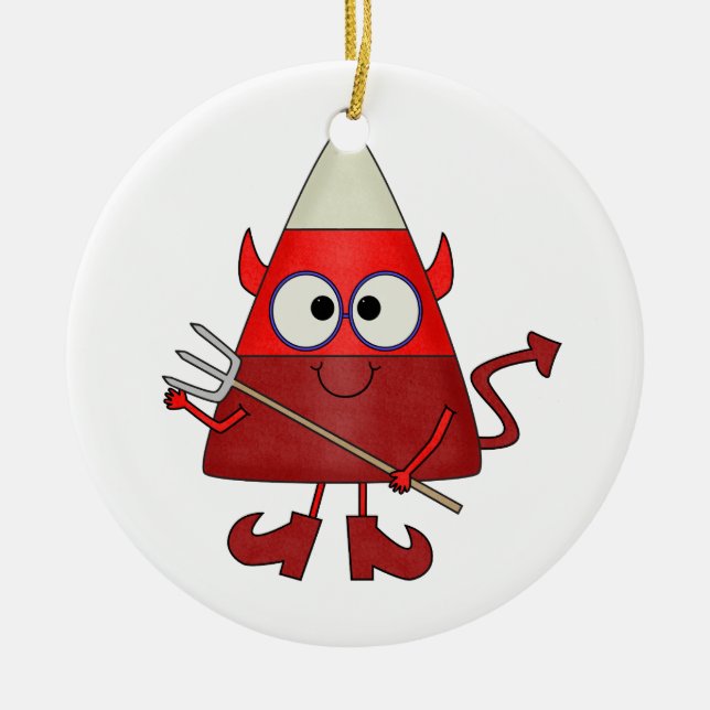 Candy Corn Devil Halloween Keramikornament (Vorne)