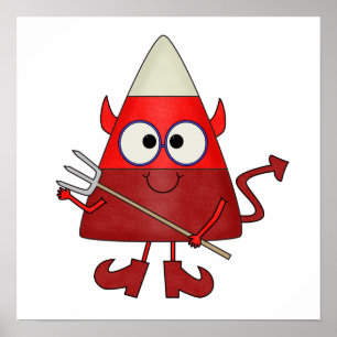 Candy Corn Devil Halloween Poster