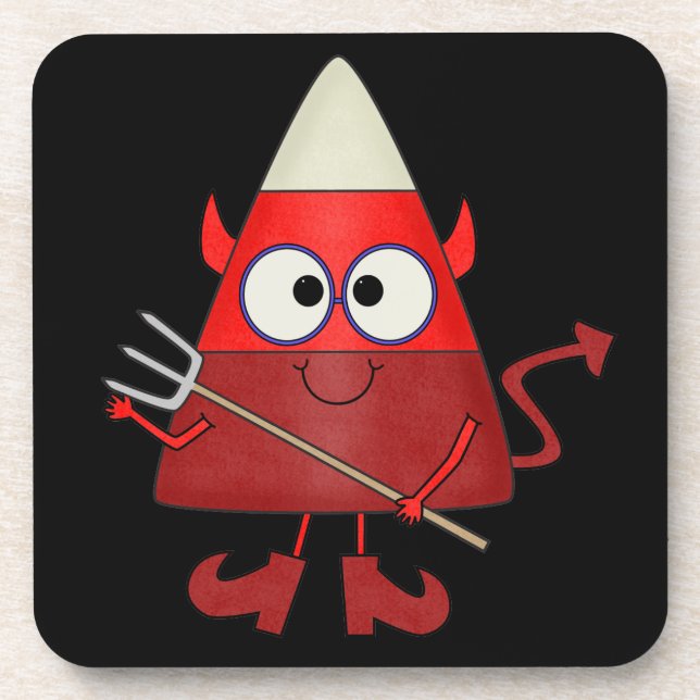 Candy Corn Devil Halloween Untersetzer (Vorderseite)