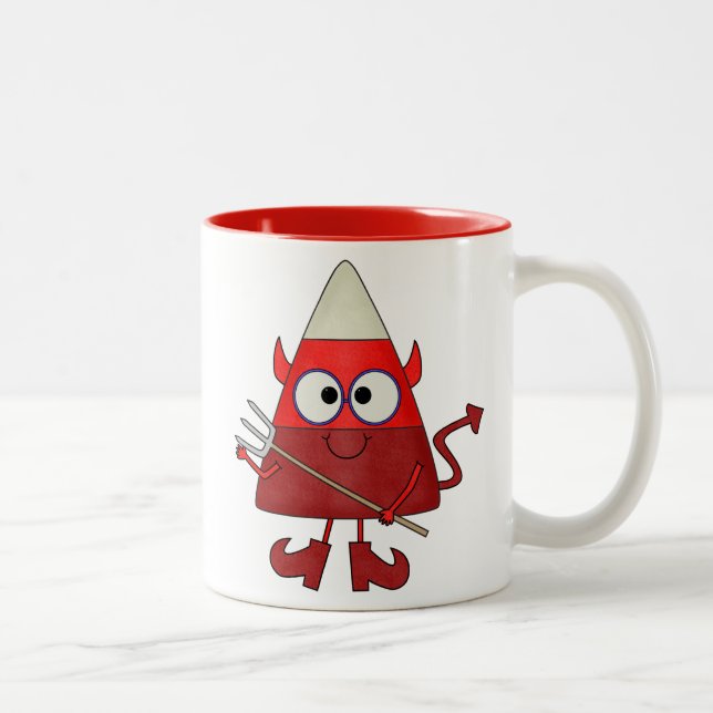 Candy Corn Devil Halloween Zweifarbige Tasse (Rechts)