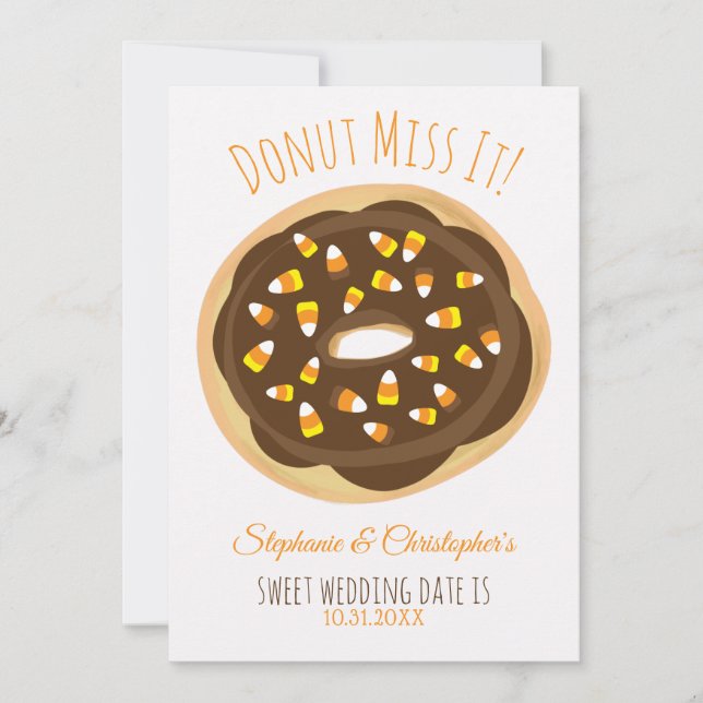 Candy Corn Donut Halloween Hochzeit Save The Date (Vorderseite)