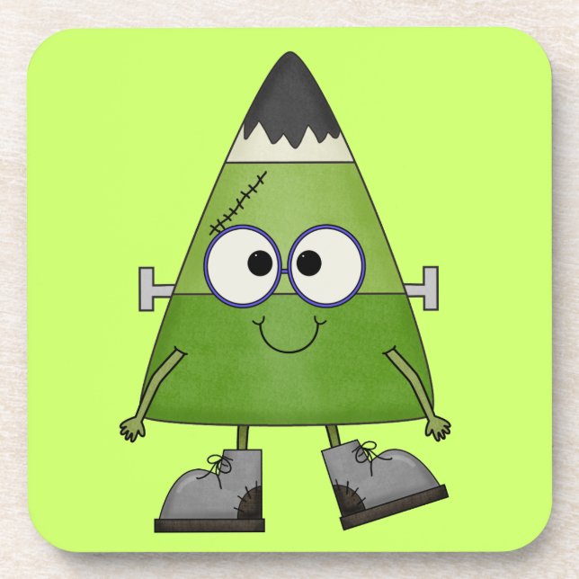 Candy Corn Frankenstein Halloween Getränkeuntersetzer (Vorderseite)