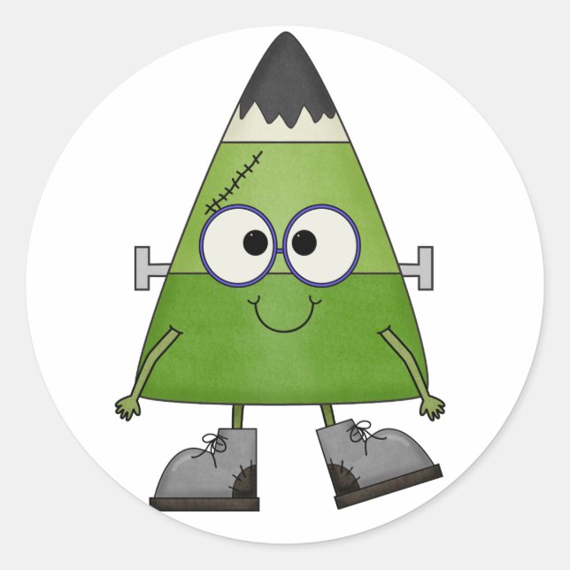 Candy Corn Frankenstein Halloween Runder Aufkleber (Vorderseite)