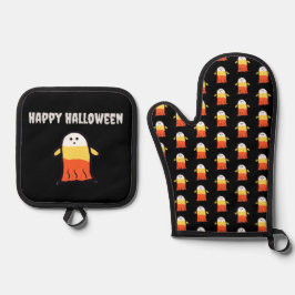 Candy Corn Ghost Ofenhandschuh & Topflappen-Set