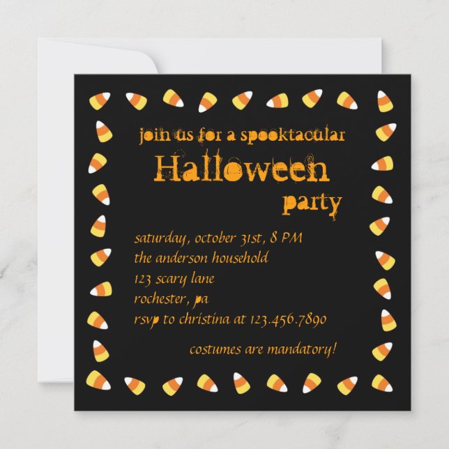 Candy Corn Halloween Einladung (Vorderseite)