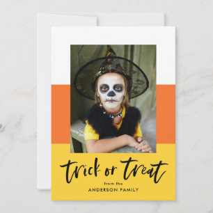 Candy Corn Halloween-Fotokarte Trick oder Treat Feiertagskarte